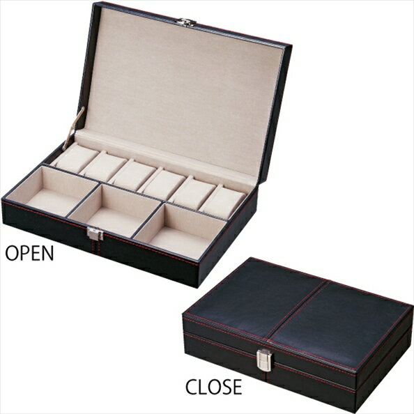 レザー ルージュ ステッチ ウォッチ ボックス「6ウォッチ&フリースペース」/インテリア 壁掛け 額入り 額装込 風景画 油絵 ポスター アート アートパネル ...