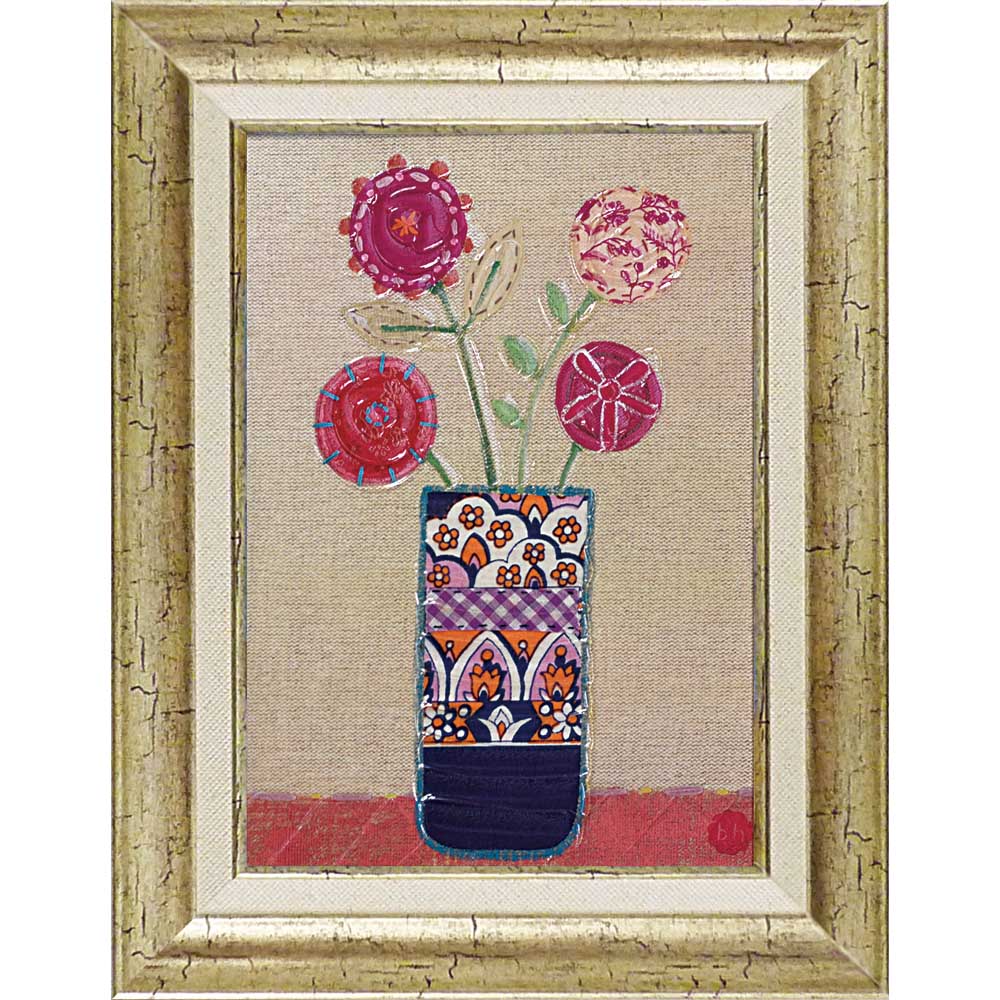 【スーパーSALE10%OFF】絵画 ベス ハーディング「フォー ピンク フラワーズ」/インテリア 額入り 額装込 風景画 油絵 ポスター アート アートパネル...