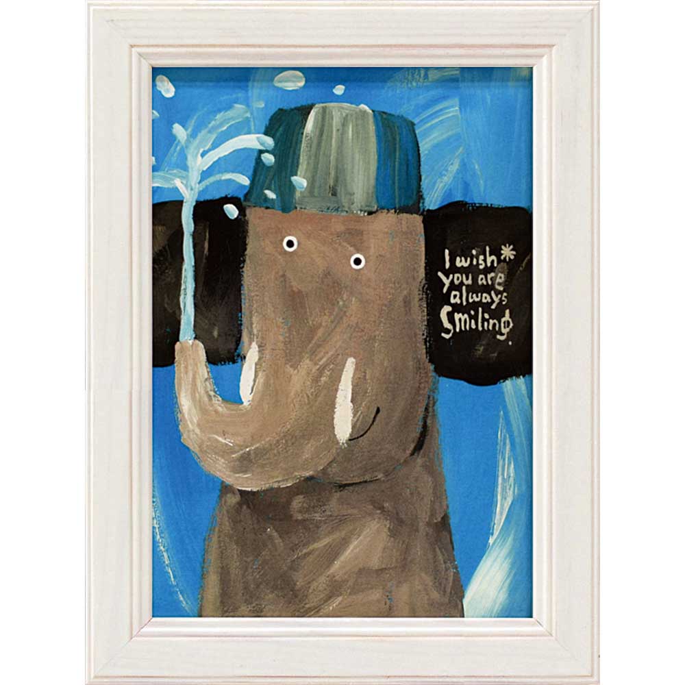 【スーパーSALE10%OFF】絵画 ゆうパケット 武内 祐人「ぞう(水浴び)」/インテリア 額入り 額装込 風景画 油絵 ポスター アート アートパネル リビ...