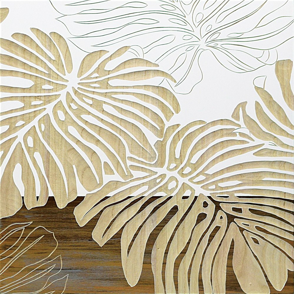 木彫りアート ウッド スカルプチャー アート「ワイルド モンステラ(WH+NP)」/インテリア 壁掛け 額入り 額装込 風景画 油絵 ポスター アート アートパ...