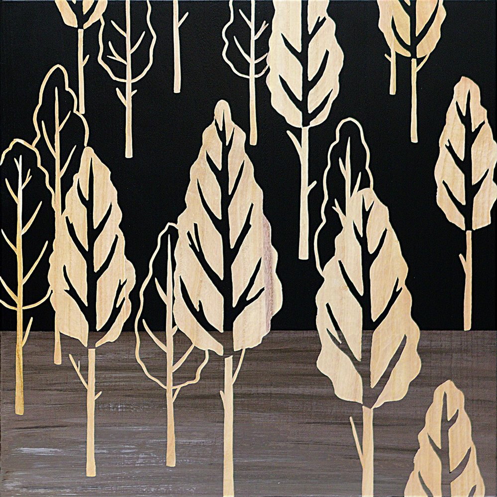 木彫りアート ウッド スカルプチャー アート「フォレスト ツリー(BK+NP)」/インテリア 額入り 額装込 風景画 油絵 ポスター アート アートパネル リビ...