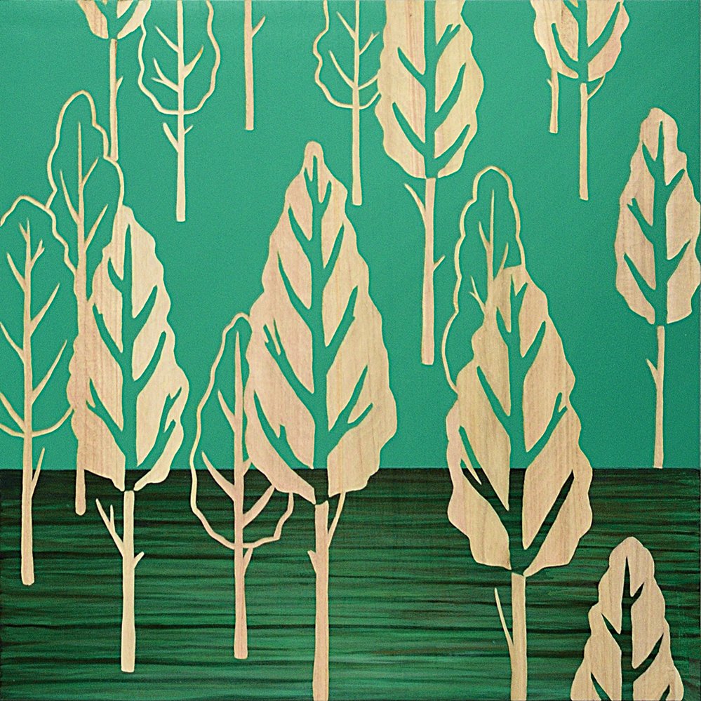 木彫りアート ウッド スカルプチャー アート「フォレスト ツリー(GR+NP)」/インテリア 額入り 額装込 風景画 油絵 ポスター アート アートパネル リビ...