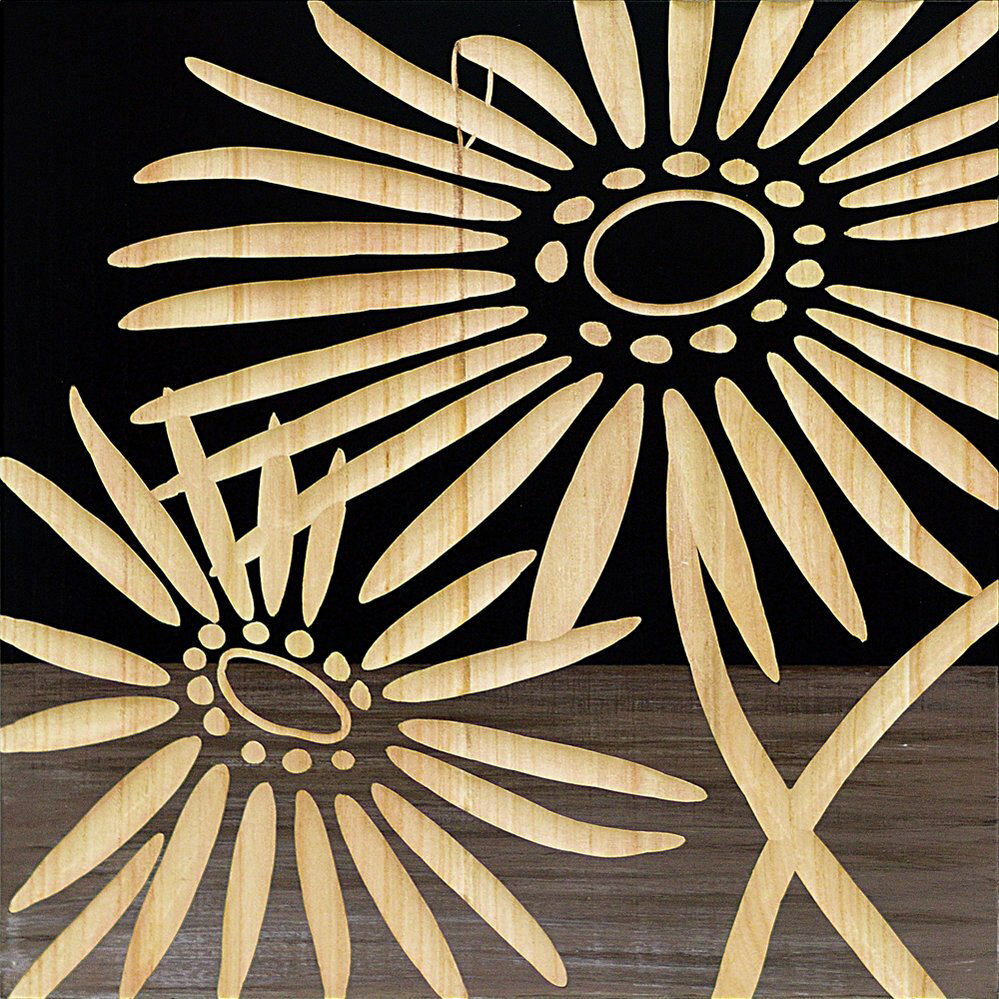 木彫りアート ウッド スカルプチャー アート「ネーチャー ガーベラ2(BK+NP)」/インテリア 額入り 額装込 風景画 油絵 ポスター アート アートパネル ...