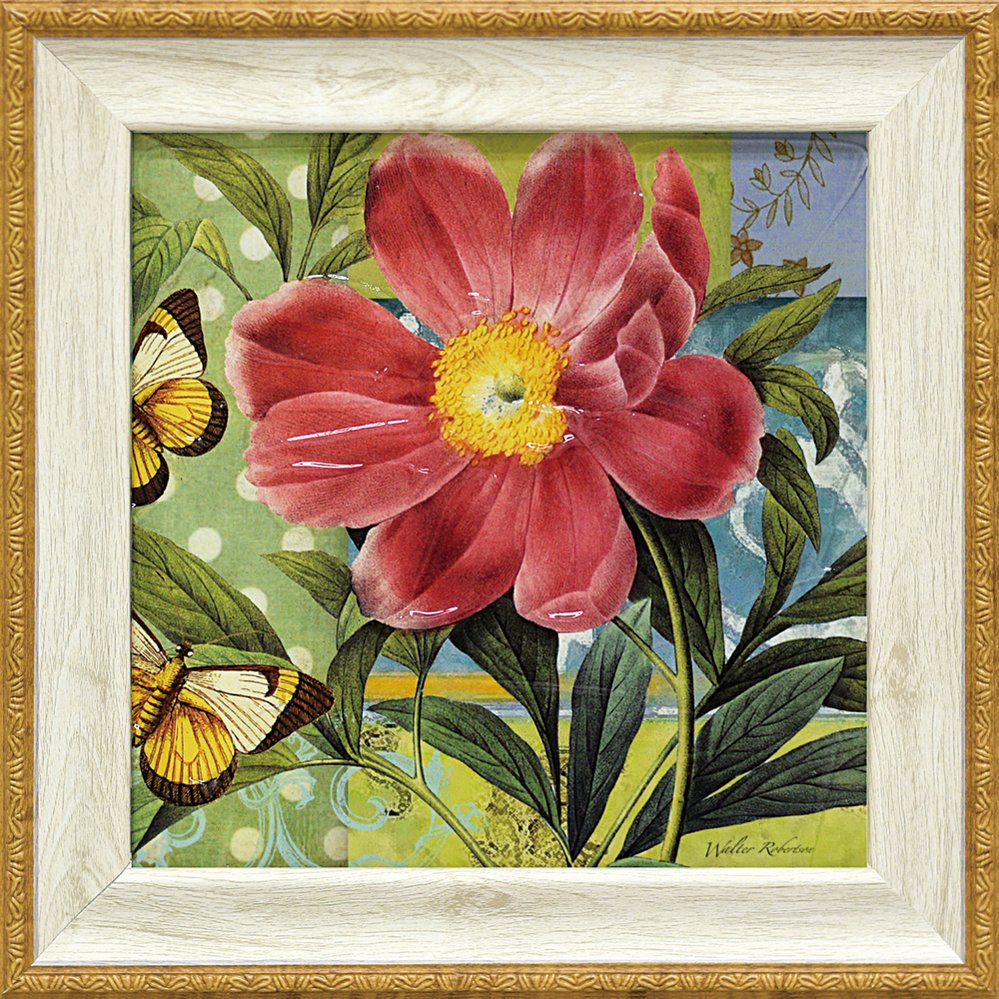 【スーパーSALE10%OFF】絵画 ウォルター ロバートソン「ポルカドット ピオニー」 ゆうパケット /インテリア 額入り 額装込 風景画 油絵 ポスター ア...