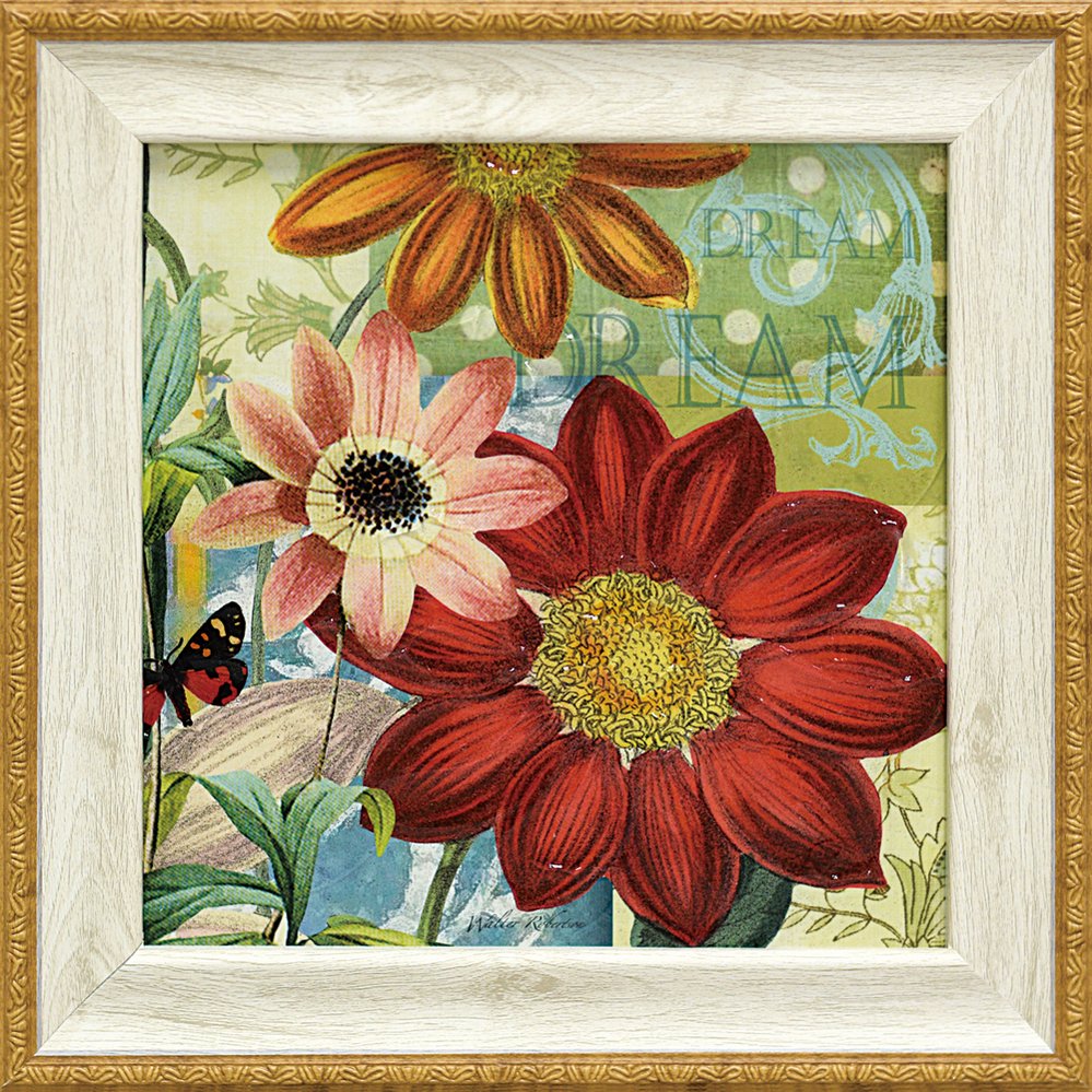 【スーパーSALE10%OFF】絵画 ウォルター ロバートソン「ポルカドット ダリア」 ゆうパケット /インテリア 額入り 額装込 風景画 油絵 ポスター アー...