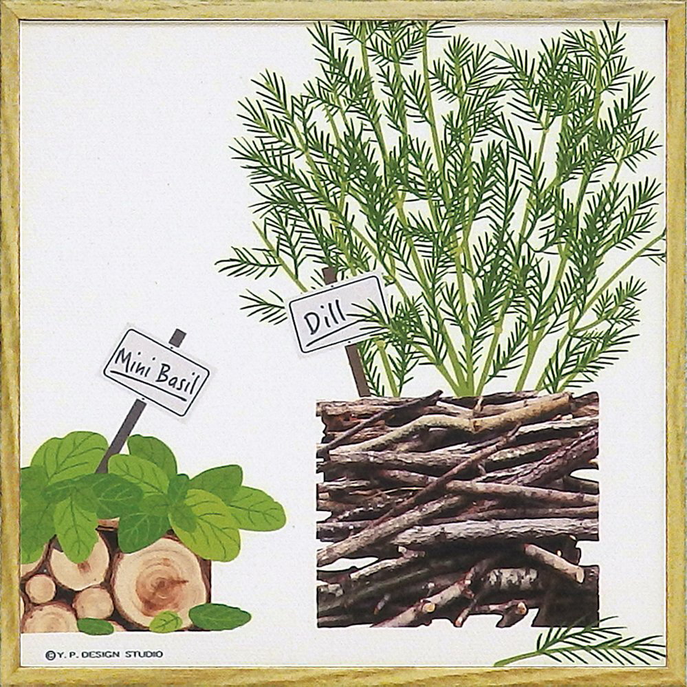 キャンバスアート モダン キャンバスアート ハーブ コレクション「ミニバジル アンド ディル(Sサイズ)」 /インテリア 額入り 額装込 風景画 ポスター グリ...