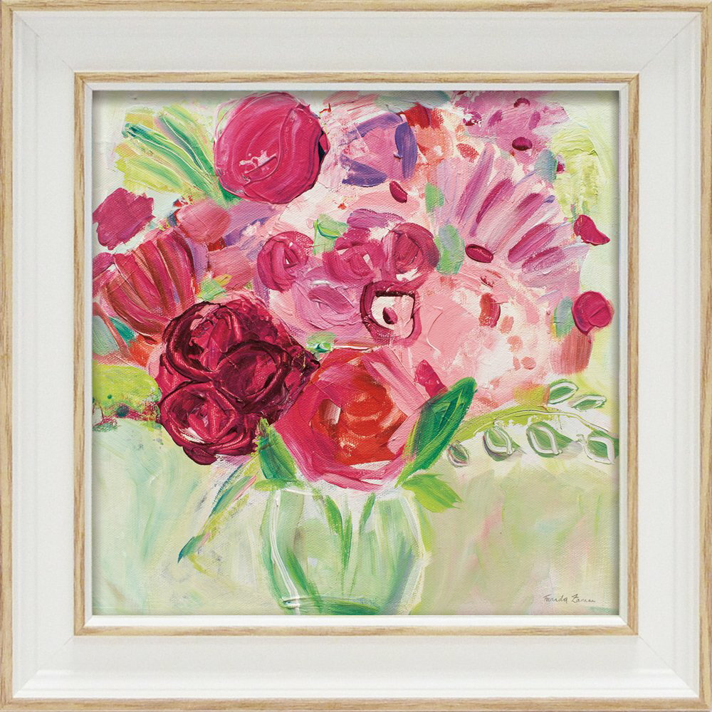 【スーパーSALE10%OFF】絵画 ゆうパケット ファリダ ザマン「ピンク アンド レッド フローラル」/インテリア 額入り 油絵 ポスター アート アートパ...