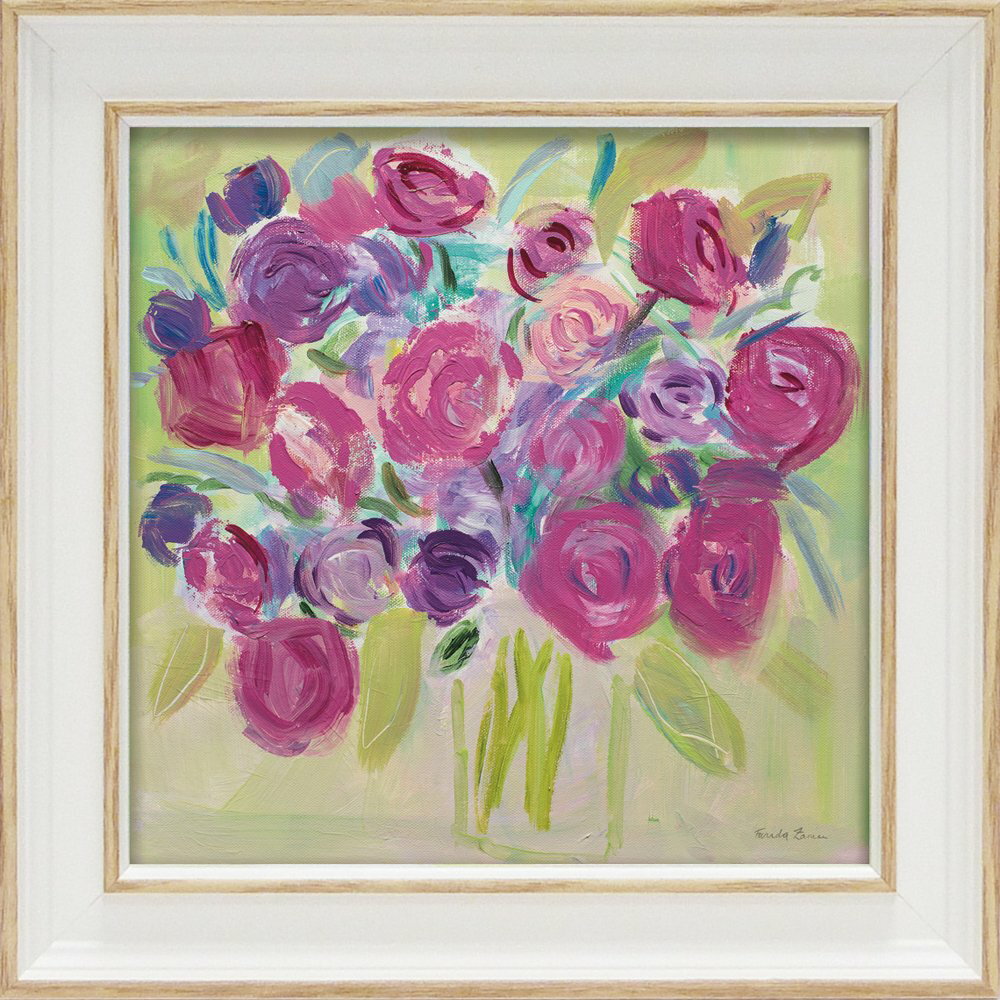 【スーパーSALE10%OFF】絵画 ゆうパケット ファリダ ザマン「ピンク ローズ」/インテリア 額入り 油絵 ポスター アート アートパネル リビング 玄関...