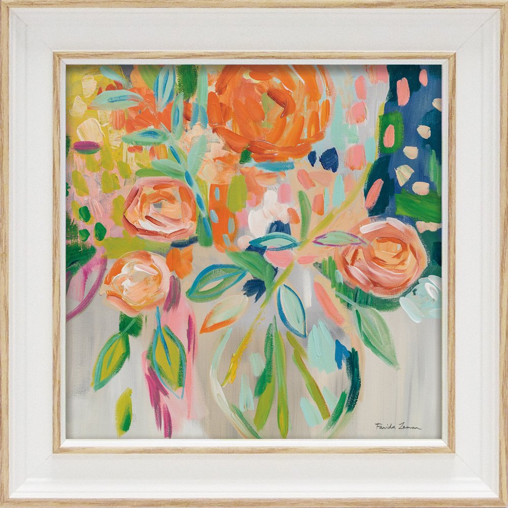 【スーパーSALE10%OFF】絵画 ゆうパケット ファリダ ザマン「サマー オレンジ フローラル」/インテリア 額入り 油絵 ポスター アート アートパネル ...