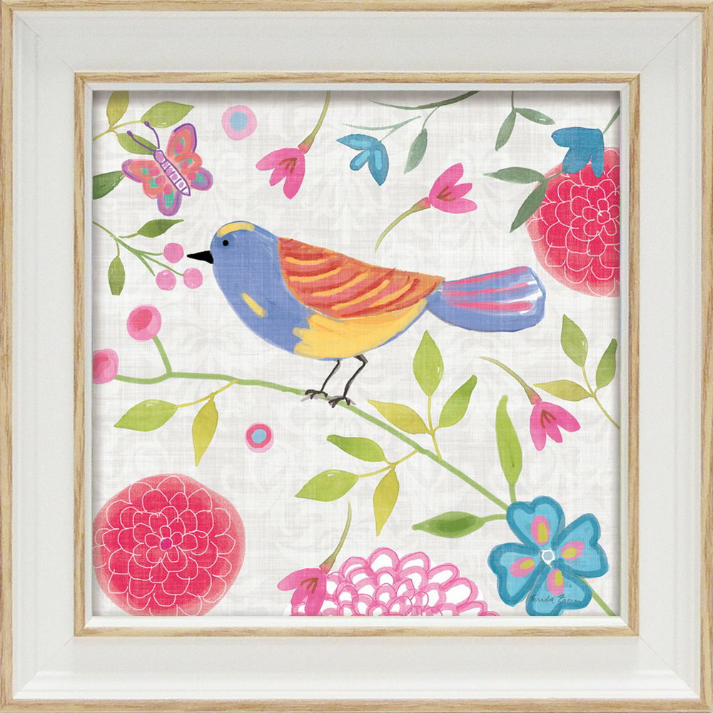 絵画 ミニゲル アートフレーム ファリダ ザマン「ダマスク フローラル バード3」 ゆうパケット/額入り 額装込 風景画 絵画 アート リビング 玄関 トイレ ...