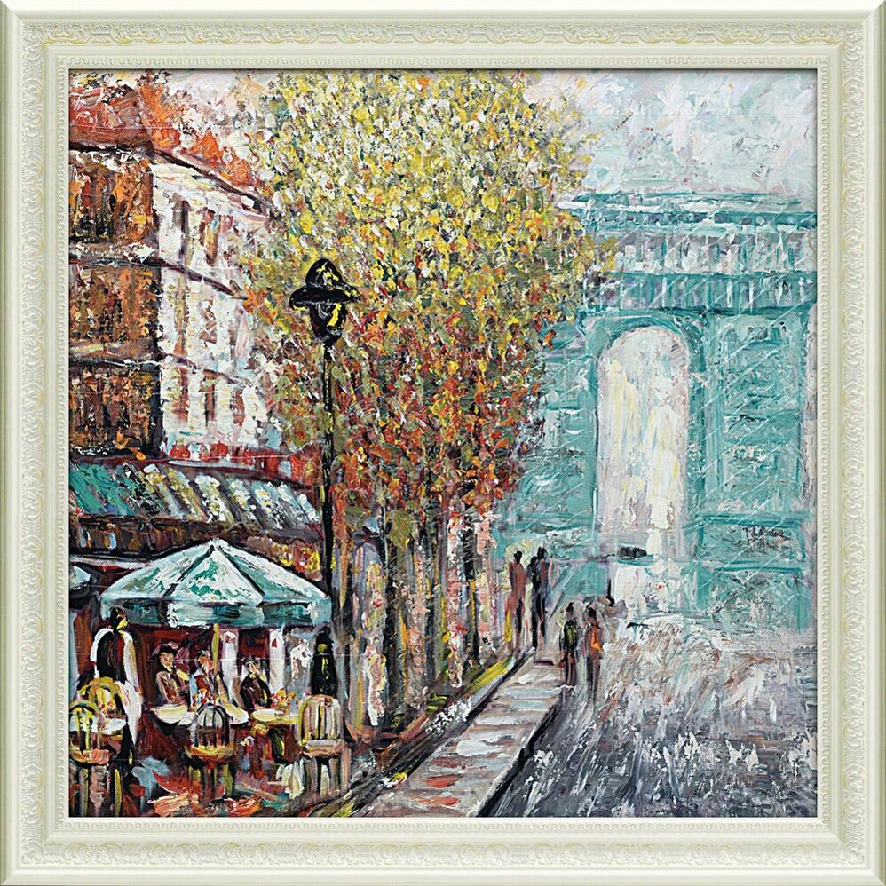 【スーパーSALE10%OFF】絵画 ウィリアム ブライトン「アルク ドゥ トリオンフ カフェ」/額入り 額装込 風景画 絵画 アート リビング 玄関 トイレ ...