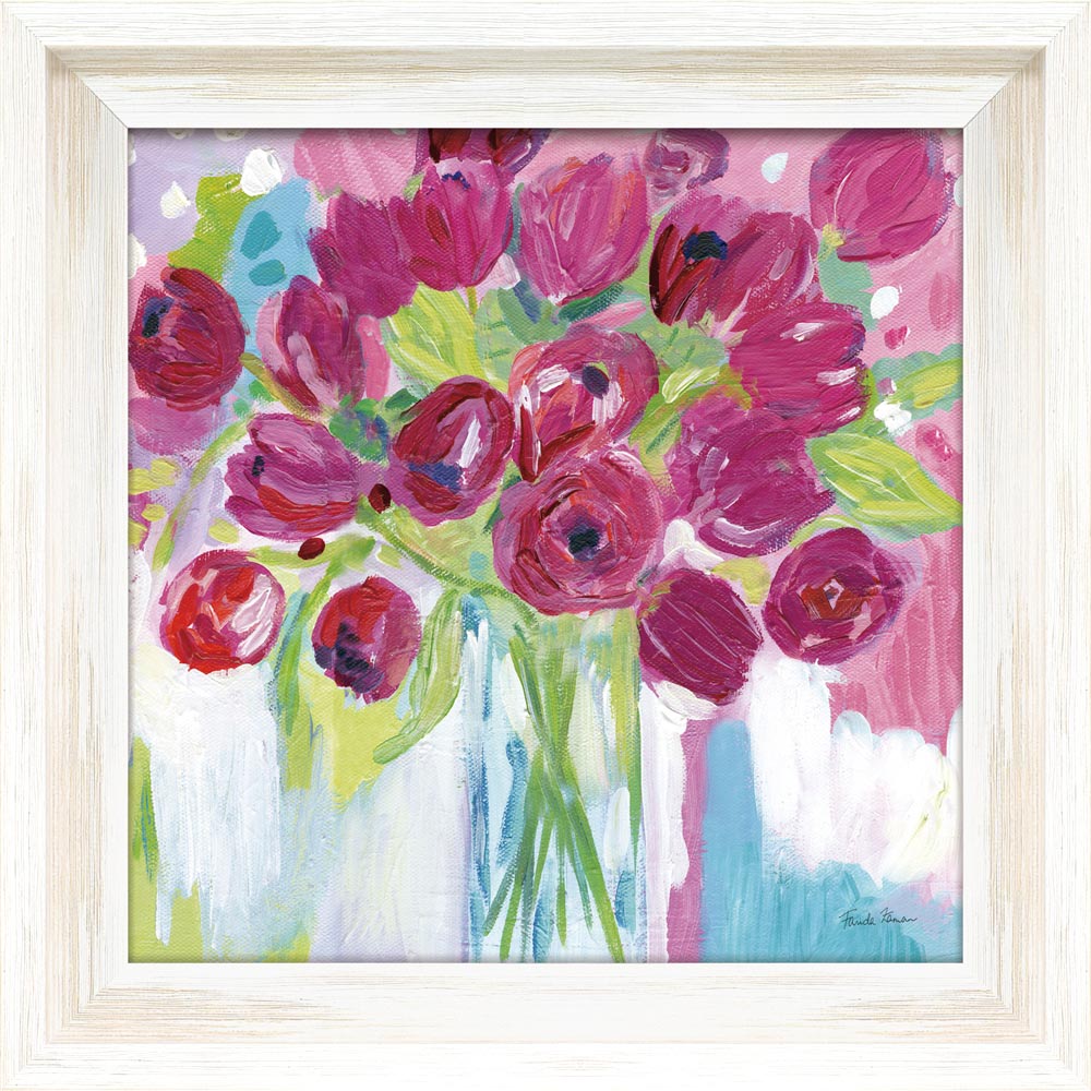 【スーパーSALE10%OFF】絵画 ファリダ ザマン「ジョイフル チューリップ」/額入り 絵画 アート リビング 玄関 トイレ インテリア かわいい 壁飾り ...