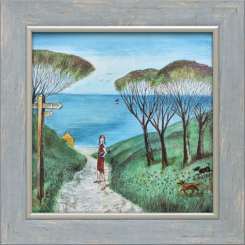 【スーパーSALE10%OFF】絵画 ジョー ラム「ビーチ パス」/額入り 絵画 アート リビング 玄関 トイレ インテリア かわいい 壁飾り 癒やし プレゼン...