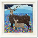 絵画 アリサ ブラック「フラワーズ オブ ザ グレン」 インテリア 額入り 絵画 飾る シカ かわいい 動物 アート リビング 玄関 トイレ 壁飾り プレゼント...