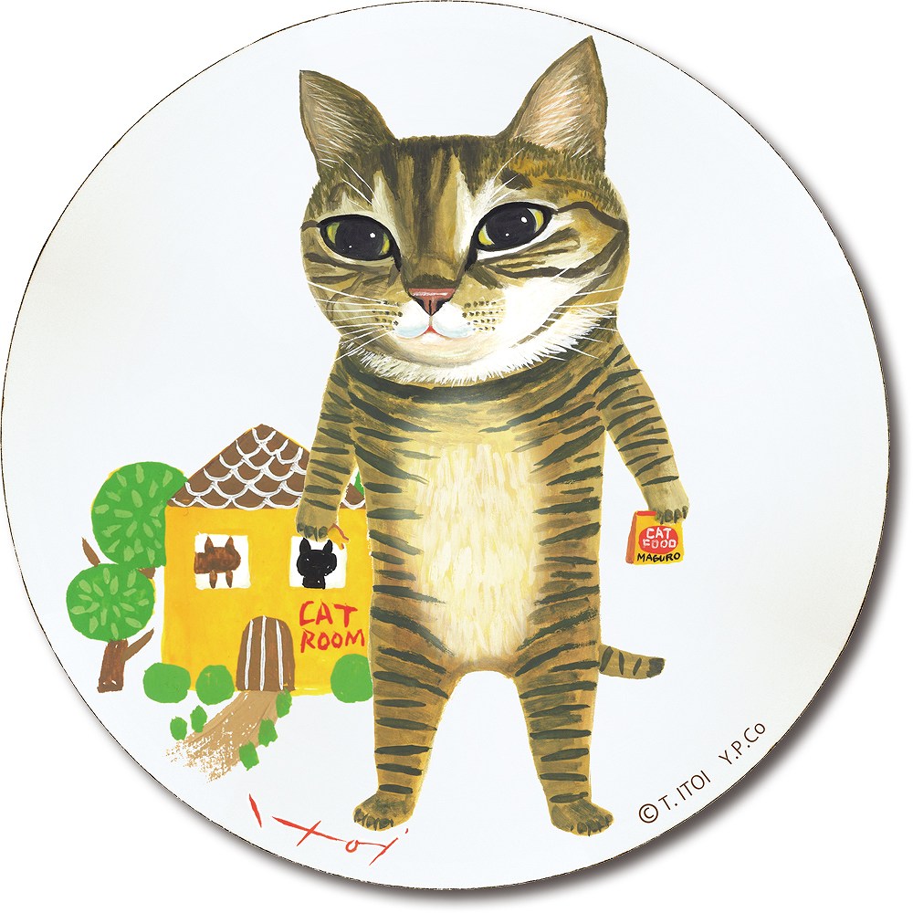 壁掛け 糸井忠晴 木製ラウンドアート「きなこ(Mサイズ)」 ゆうパケット インテリア 飾る 木製 アート 飾り 猫 かわいい イラスト 円形 丸い ねこの絵 ギ...