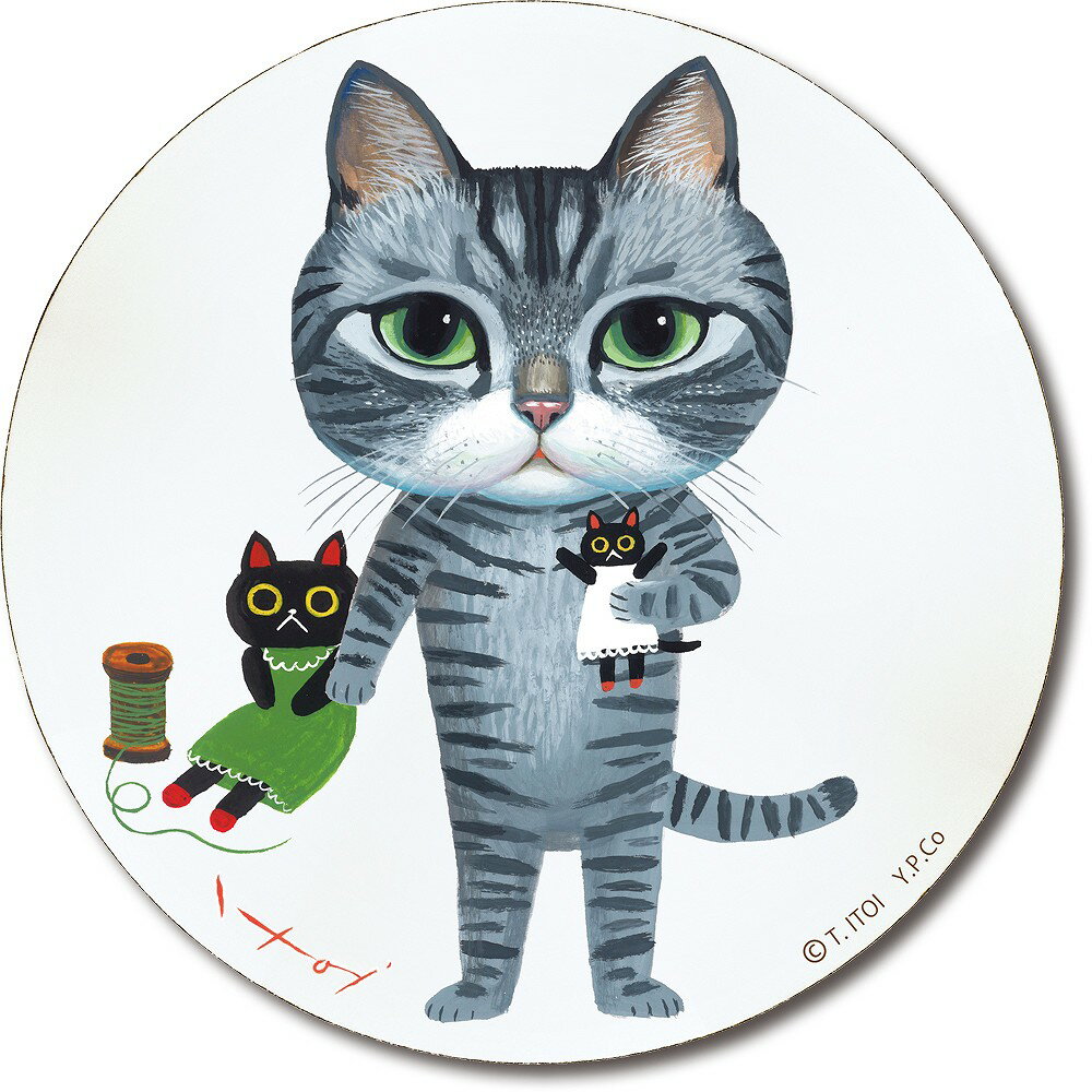 壁掛け 糸井忠晴 木製ラウンドアート「ソフィ(Mサイズ)」 ゆうパケット インテリア 飾る 木製 アート 飾り 猫 かわいい イラスト 円形 丸い ねこの絵 ギ...