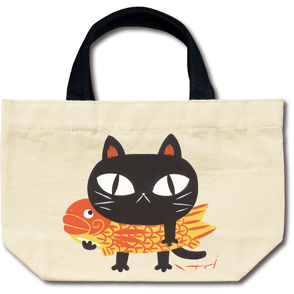 バッグ 糸井忠晴 コットン ランチバッグ「夢ねこ」 ゆうパケット 弁当袋 猫 イラスト かわいい 手提げ かばん プレゼント ギフト マグネットフック 弁当入れ...