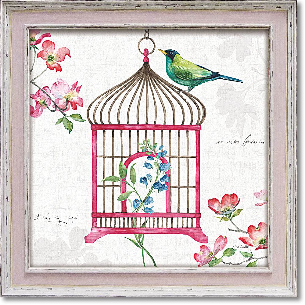 【スーパーSALE10%OFF】絵画 リサ オーディット「ドッグウッド ガーデン6」 インテリア 額入り 油絵 リビング 飾る 小鳥 花 フラワー 玄関 部屋 ...