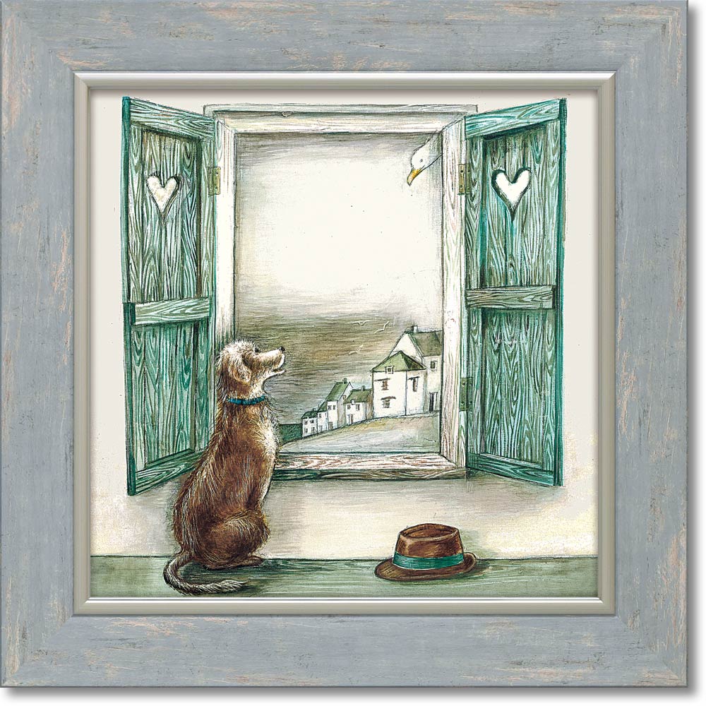 【スーパーSALE10%OFF】絵画 ジョー ラム「オールド ハット」 アートフレーム リビング 玄関 トイレ インテリア 額付き 額入り 額装込 プレゼント犬...