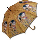 傘 名画木製ジャンプ傘(クリムト「ザ・キス」) おしゃれ レディース レイングッズ 雨の日 長傘 おでかけ 雨 雨傘 ワンタッチ 58cm 大きめ 5Lサイズ