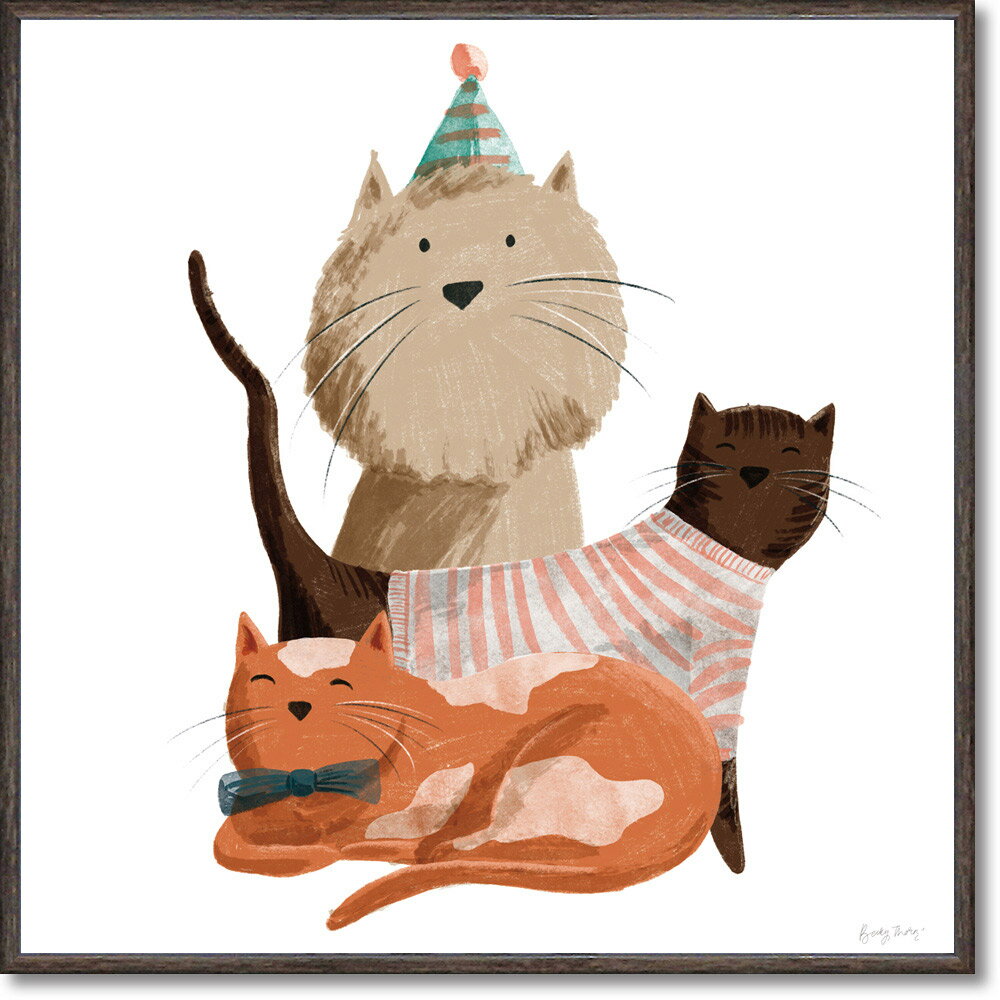 絵画 ベッキー ソーンズ「ピクニック キャット1」 額入り かわいい 猫の絵 アートフレーム インテリア リビング 玄関…