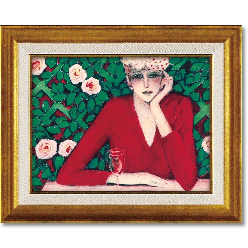 【スーパーSALE10%OFF】絵画 カシニョール「ワイングラス」 額入り 女性画 人物画 アートフレーム リビング 玄関 部屋に飾る絵 インテリア プレゼント...