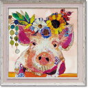 最大100%ポイントバック!限定抽選 絵画 エリザベス サンティレール「ミス ピギー」 額入り カラフル ブタ 動物画 リビング 玄関 部屋に飾る絵 インテリア...