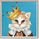 絵画 オイル ペイント アート「ブルー クイーン(Mサイズ)」 手描き 油絵 カラフル 猫 インテリア 部屋に飾る絵 かわいい ギフト プレゼント ハンドペイン...