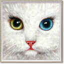 絵画 オイル ペイント アート「アイメイク(Mサイズ)」 手描き 油絵 カラフル 猫 インテリア 部屋に飾る絵 かわいい ギフト プレゼント ハンドペイント ア...