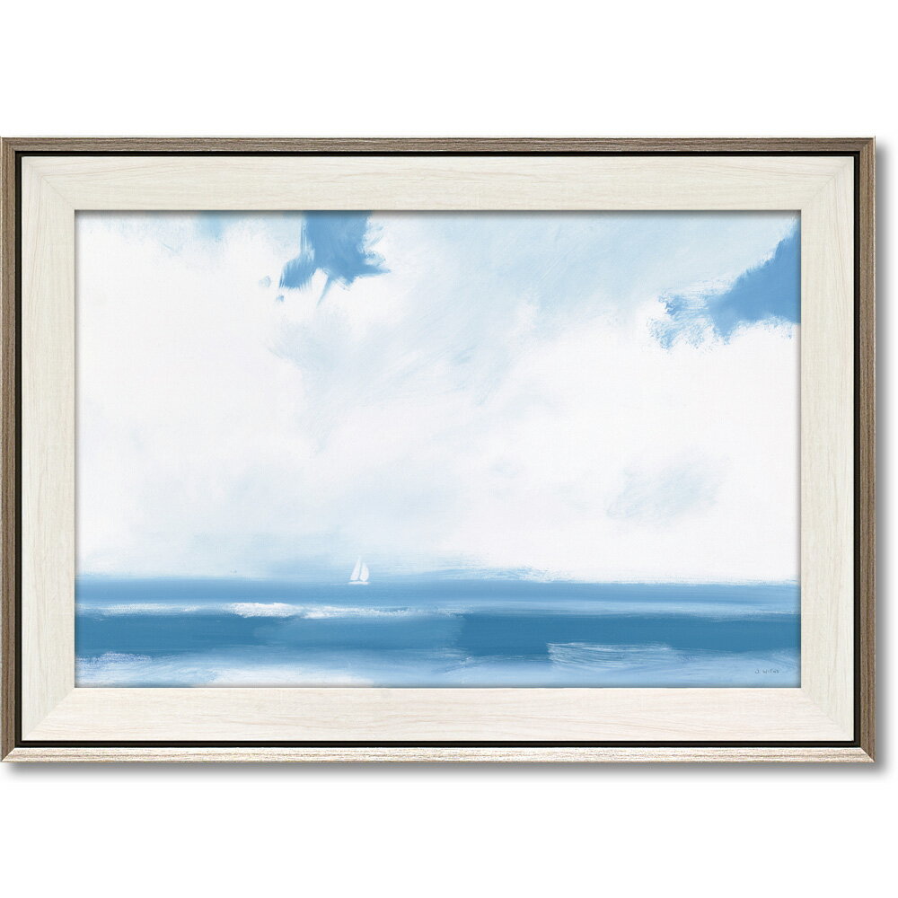 絵画 ジェームス ウィーンズ「オーシャンビュー セイル」 インテリア 海 空 青 水平線 優しい 風景 飾る アートフレーム リビング ギフト 額付き 玄関 プレゼント フレーム付 雲 船 帆 3Lサイズ おしゃれ 壁掛け 絵