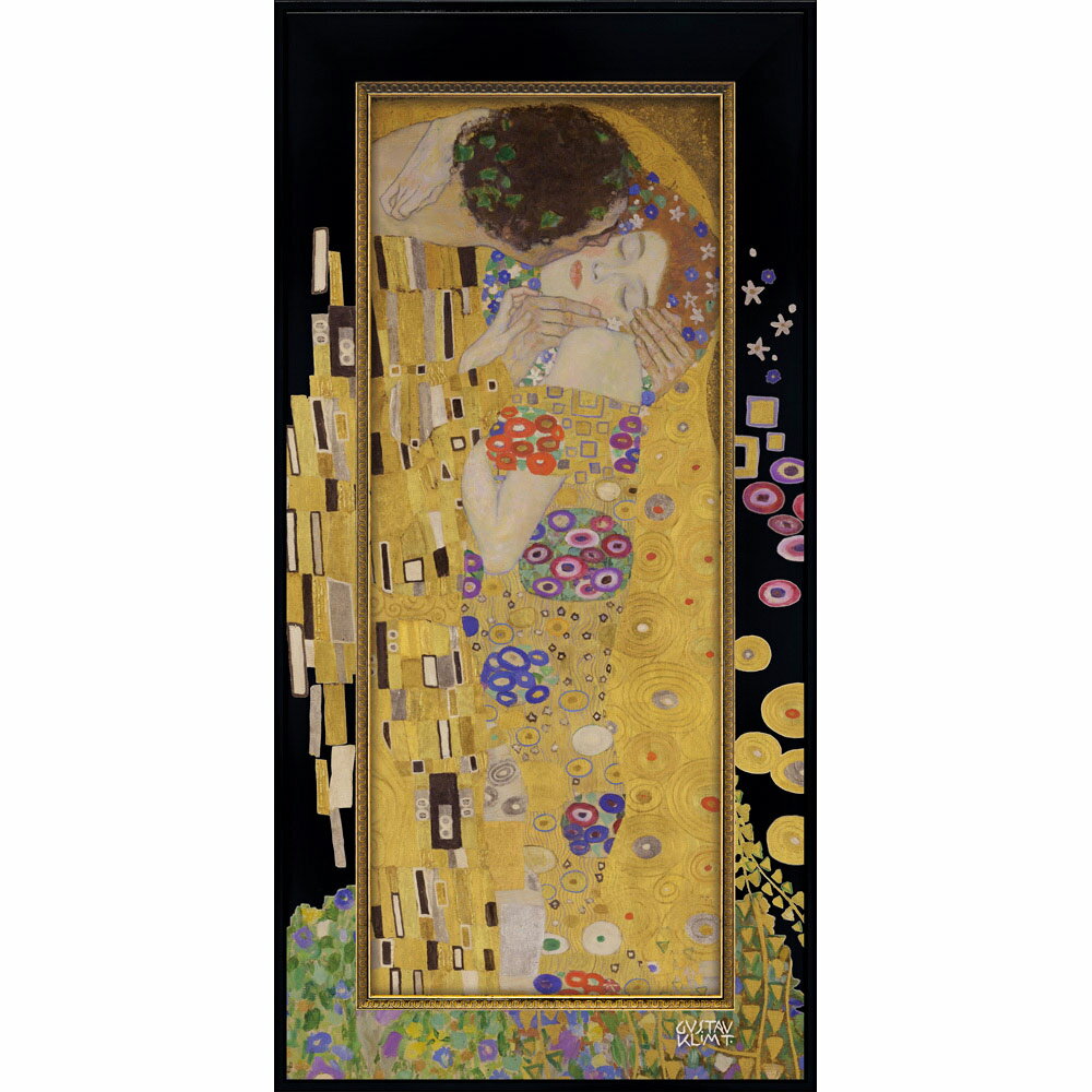 【スーパーSALE10%OFF】絵画 ビッグアート 〜名画ハイグロスシリーズ〜(クリムト「キス」) インテリア 名画 フレーム付き アート 壁飾り リビング 玄...