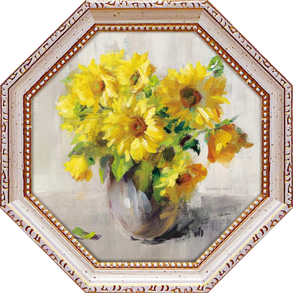 【スーパーSALE10%OFF】絵画 八角 ミニゲル アートフレーム ダンフイ ナイ「サンフラワー スティル2」 ゆうパケット リビング 玄関 に 飾る 額付き...