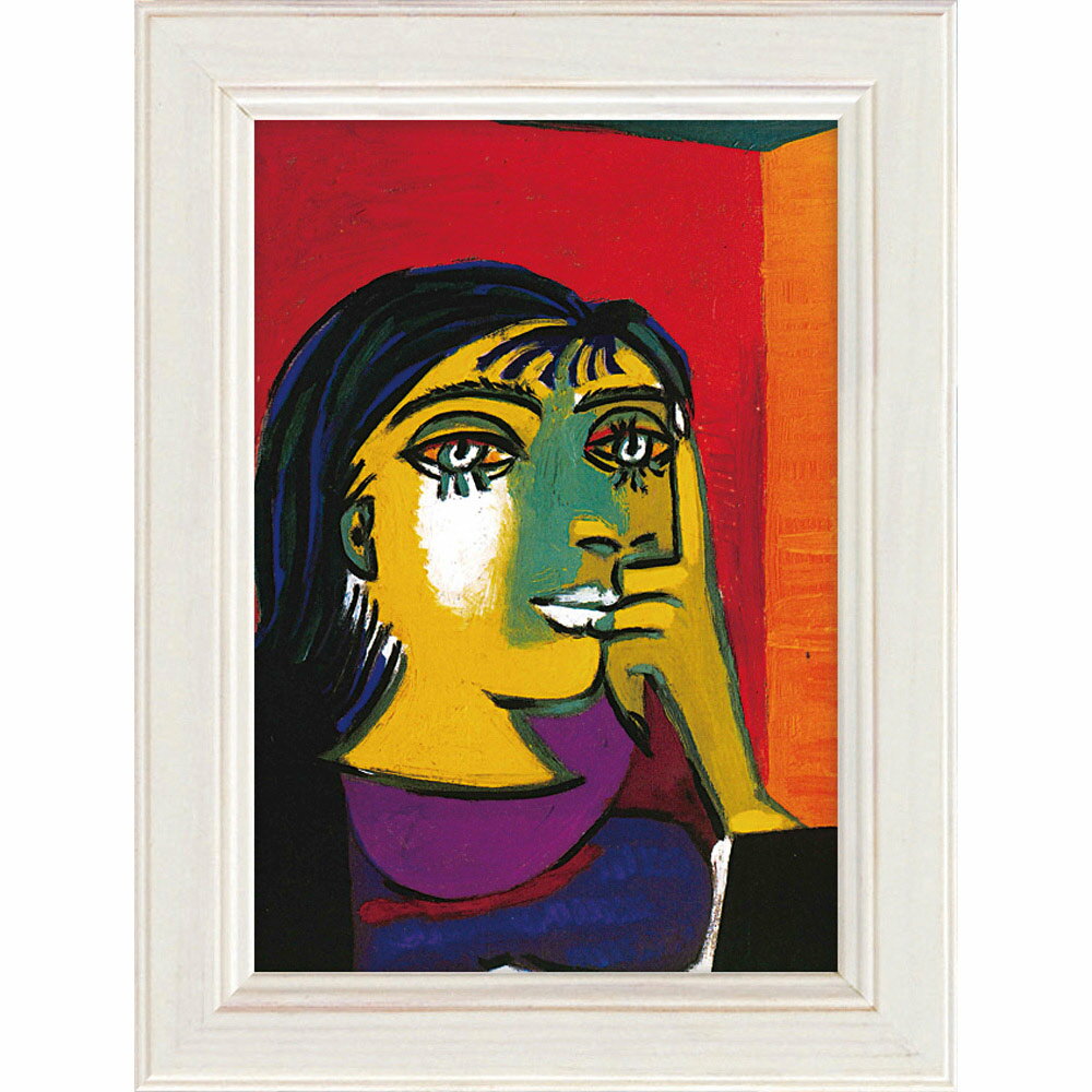 絵画 パブロ ピカソ「ドラ・マールの肖像」 ゆうパケット インテリア 額付き リビング 玄関 廊下 寝室 トイレ に 飾る フレーム付き ギフト プレゼント 並...