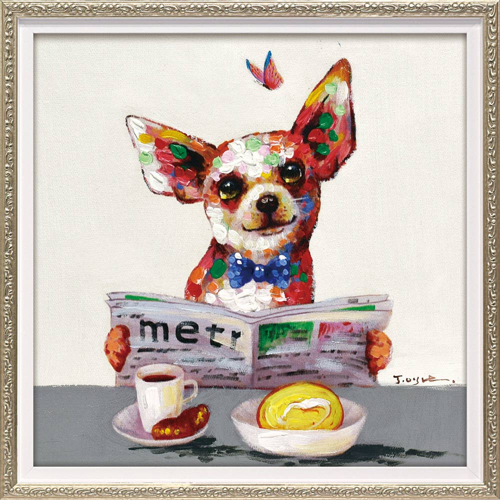 【スーパーSALE10%OFF】絵画 オイル ペイント アート「ブランチ(Sサイズ)」 インテリア 犬 カラフル かわいい プレゼント リビング 玄関 に 飾る...