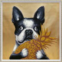 絵画 オイル ペイント アート「ゴールドパイン(Mサイズ)」 インテリア 犬 カラフル かわいい プレゼント リビング 玄関 に 飾る 額付き 動物 アート 壁...