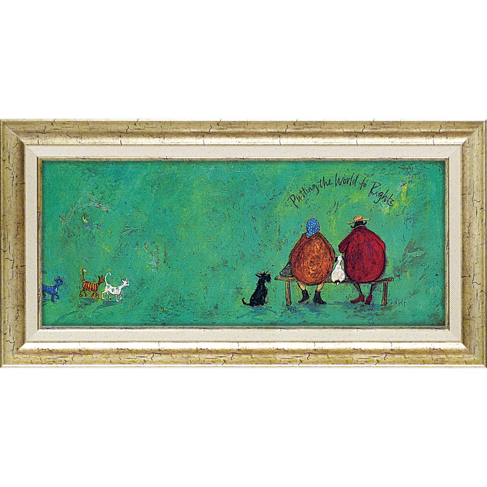 【スーパーSALE10%OFF】絵画 サムトフト「イヌネコ世界平和評議会」【その他サムトフト作品多数あり】 リビング 玄関 に 飾る インテリア 額付き アート...