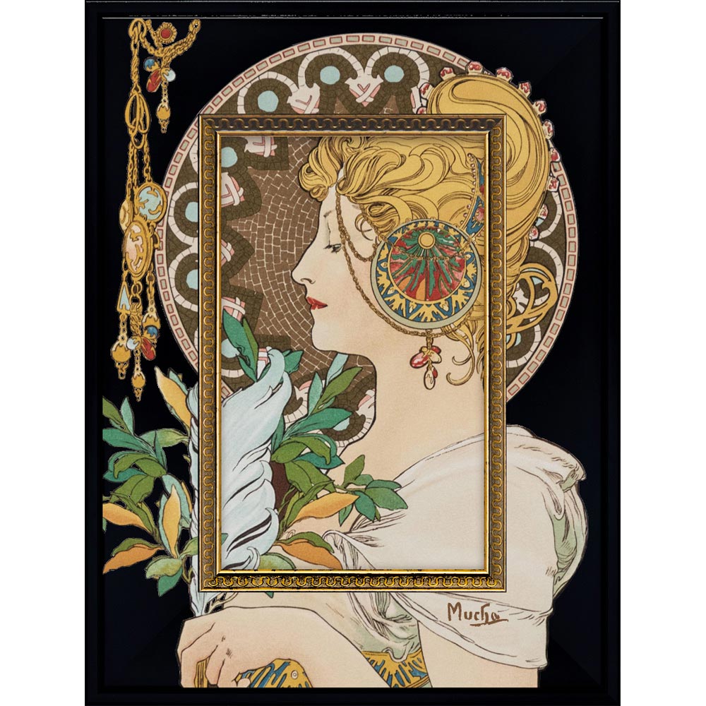 【スーパーSALE10%OFF】絵画 ビッグアート 〜名画Sシリーズ〜(ミュシャ「羽根」) 名画 インテリア 部屋に飾る絵 リビング 玄関 プレゼント ギフト ...