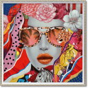 絵画 オイル ペイント アート「ワイルド コラージュ(Mサイズ)」 油絵 額入り カラフル 手描き 華やか インテリア アート プレゼント モダン リビング 玄...