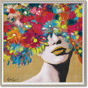 絵画 オイル ペイント アート「コスモス ウーマン(Mサイズ)」 油絵 額入り カラフル 手描き 華やかインテリア アート プレゼント モダン リビング 玄関 ...