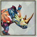 絵画 オイル ペイント アート「ジャングル ライナサラス」 油絵 額入り カラフル サイ 手描き 動物画 インテリア アート プレゼント モダン リビング 玄関...