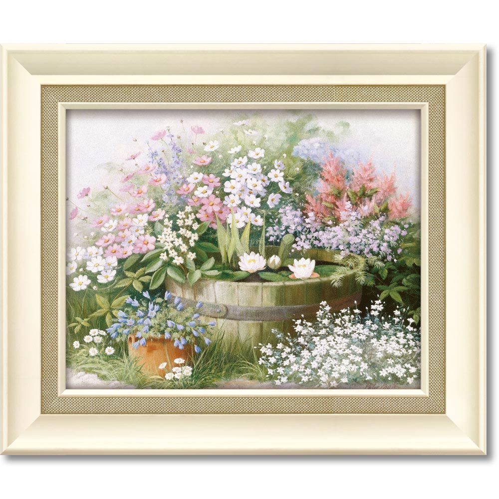 【スーパーSALE10%OFF】絵画 ピーターモッツ「ウォーター リリー」 インテリア アート 額付き 花 リビング 玄関 寝室 壁に飾る フレーム付き フラワ...