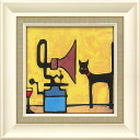 絵画 コリン ラッフェル「キャット アンド グラモフォン」 ゆうパケット 壁掛 インテリア 額入 壁に飾る かわいい 猫 の絵 玄関 に飾る ギフト 御祝 モダ...