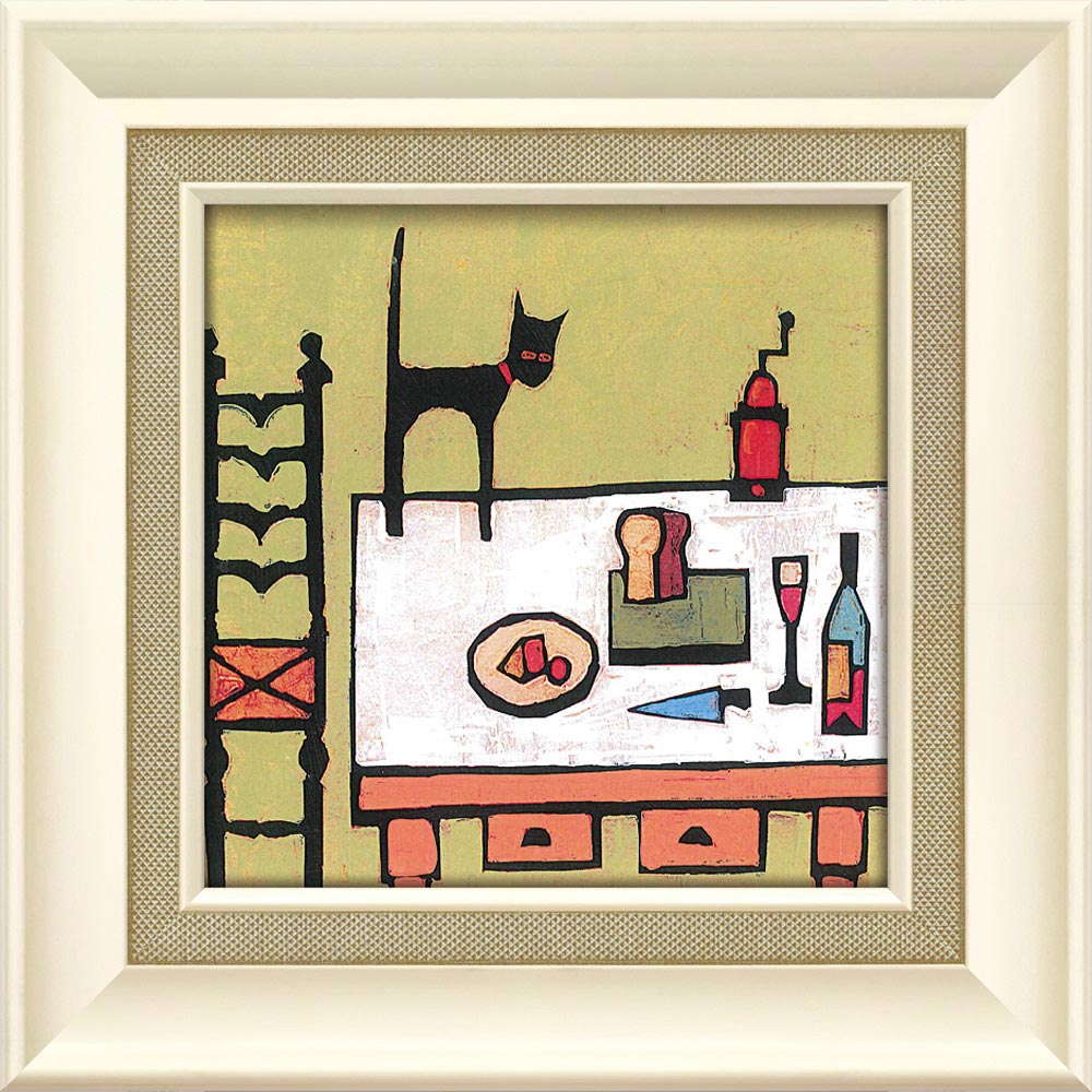 絵画 コリン ラッフェル「キャット オン テーブル」 ゆうパケット インテリア 額入り 壁に飾る かわいい 猫 の絵 玄関 に飾る ギフト 御祝 モダン アート...