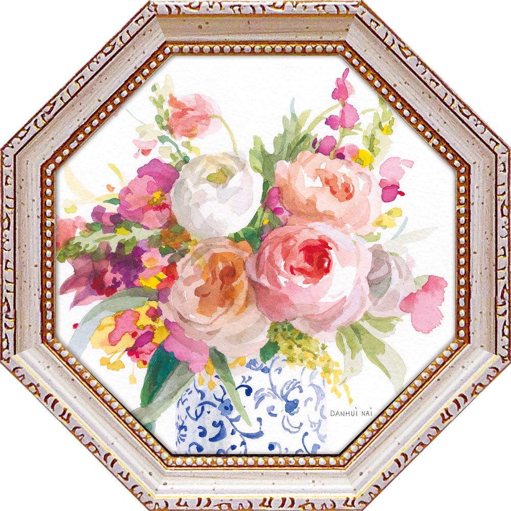 絵画 八角 ミニゲル アートフレーム ダンフイ ナイ「サンデー ブーケ1」 ゆうパケット 額入り インテリア 壁に飾る モダン アート ギフト 玄関 リビング ...