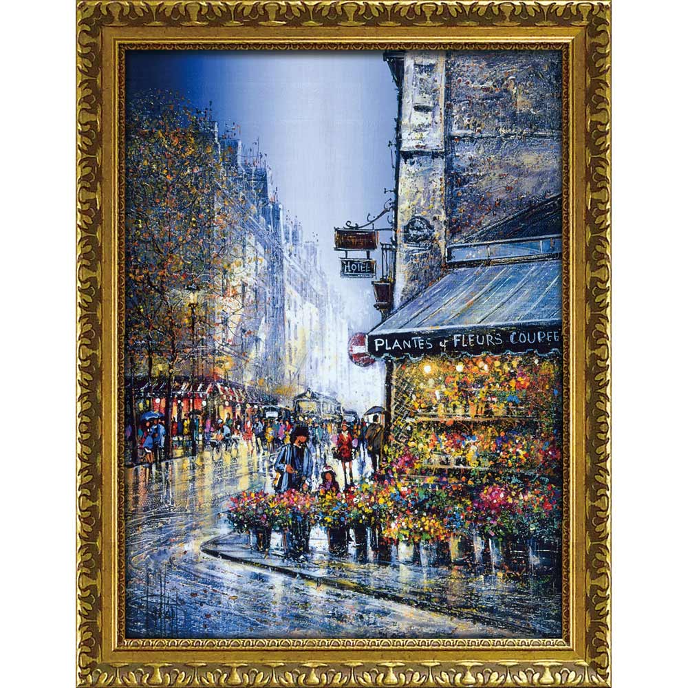 絵画 ギィ デサップ「リュ デュ バック」 額入り 風景画 壁に飾る 街 の絵 夜景 額付き モダン アート エントランス に飾る インテリア ショップ アート...