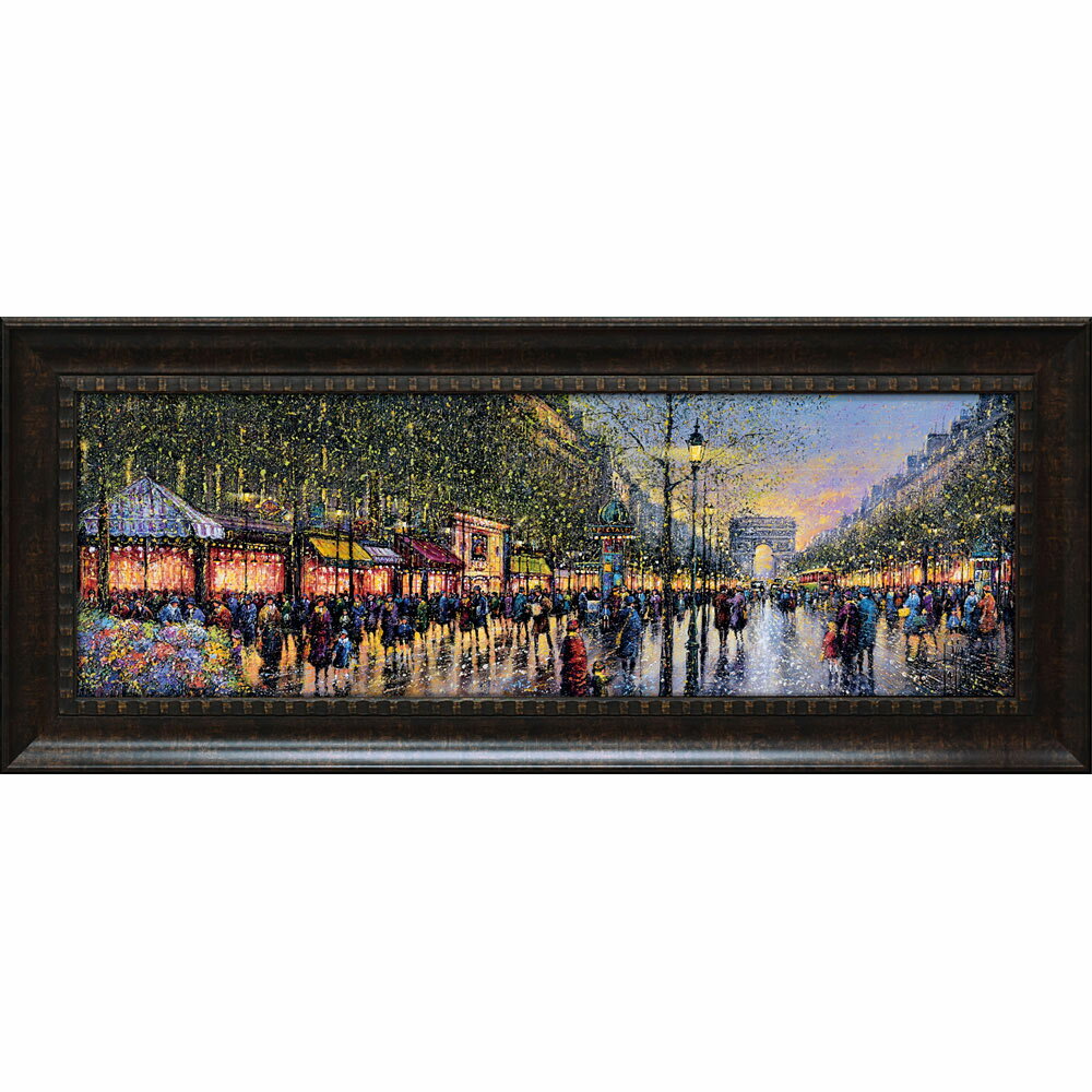 絵画 ギィ デサップ「シャンゼリゼ通り」 額入り 風景画 壁に飾る 街 の絵 夜景 額付き モダン アート エントランス に飾る インテリア ショップ アートフ...