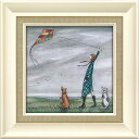 絵画 ジョー ラム「ダンシング イン ザ ウィンド」 ゆうパケット 額入り 壁に飾る かわいい 犬 の絵 額付き モダン アートフレーム 玄関 に飾る アート ...