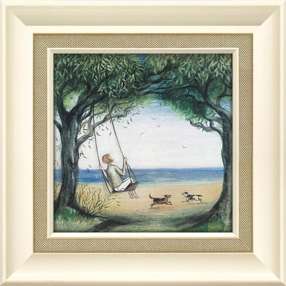 絵画 ジョー ラム「エアー ソー ブルー」 ゆうパケット 額入り 壁に飾る かわいい 犬 の絵 額付き モダン アートフレーム 玄関 に飾る アート ドッグ d...