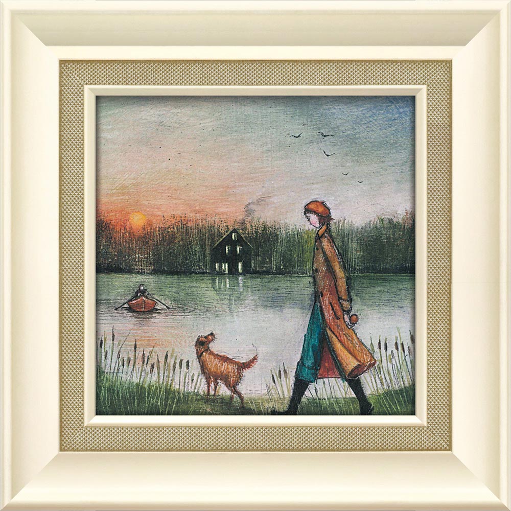 絵画 ジョー ラム「ホームステッド」 ゆうパケット 額入り 壁に飾る かわいい 犬 の絵 額付き モダン アートフレーム 玄関 に飾る アート ドッグ dog ...