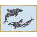 絵画 アニマルシルエット アート「ドルフィン&キラーホエールS」 額入り イルカ シャチ 壁に飾る 額付 モダン かわいい 花 アートフレーム 玄関 に飾る ア...